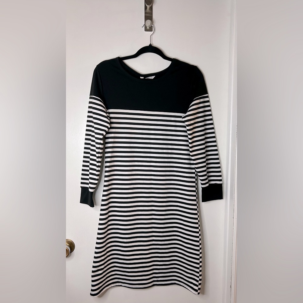 PATPAT Black and White Stripped Dress